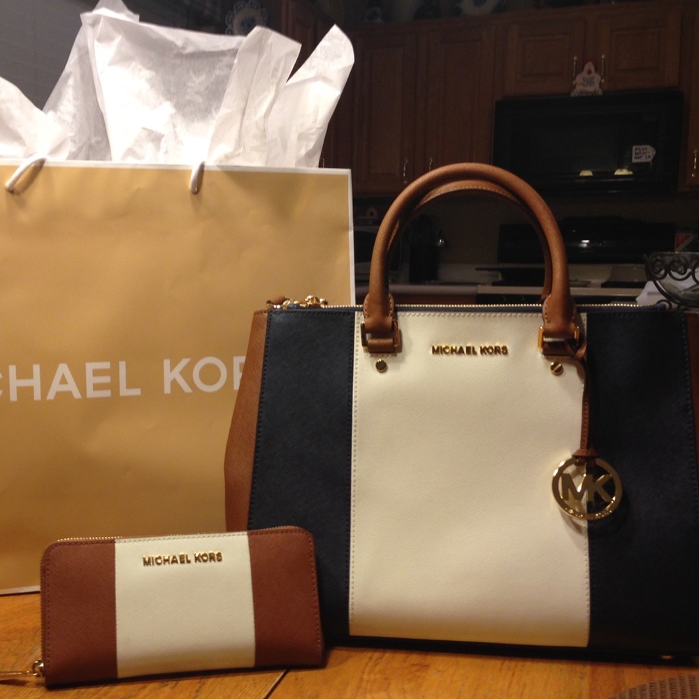 'Mk' Sutton Center Stripe Large Satchel - image 1